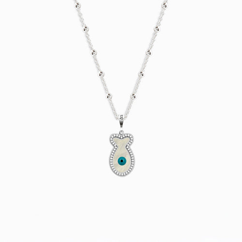 Fish Pearl Eye Silver Necklace 