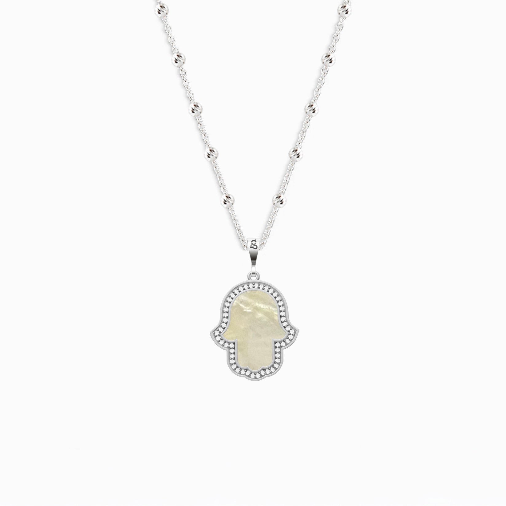 Fatima's Hand Mother-of-Pearl Silver Necklace