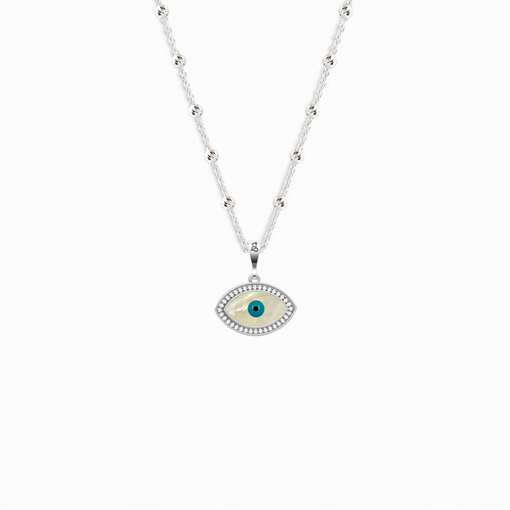 Marquise Mother-of-Pearl Eye Silver Necklace 