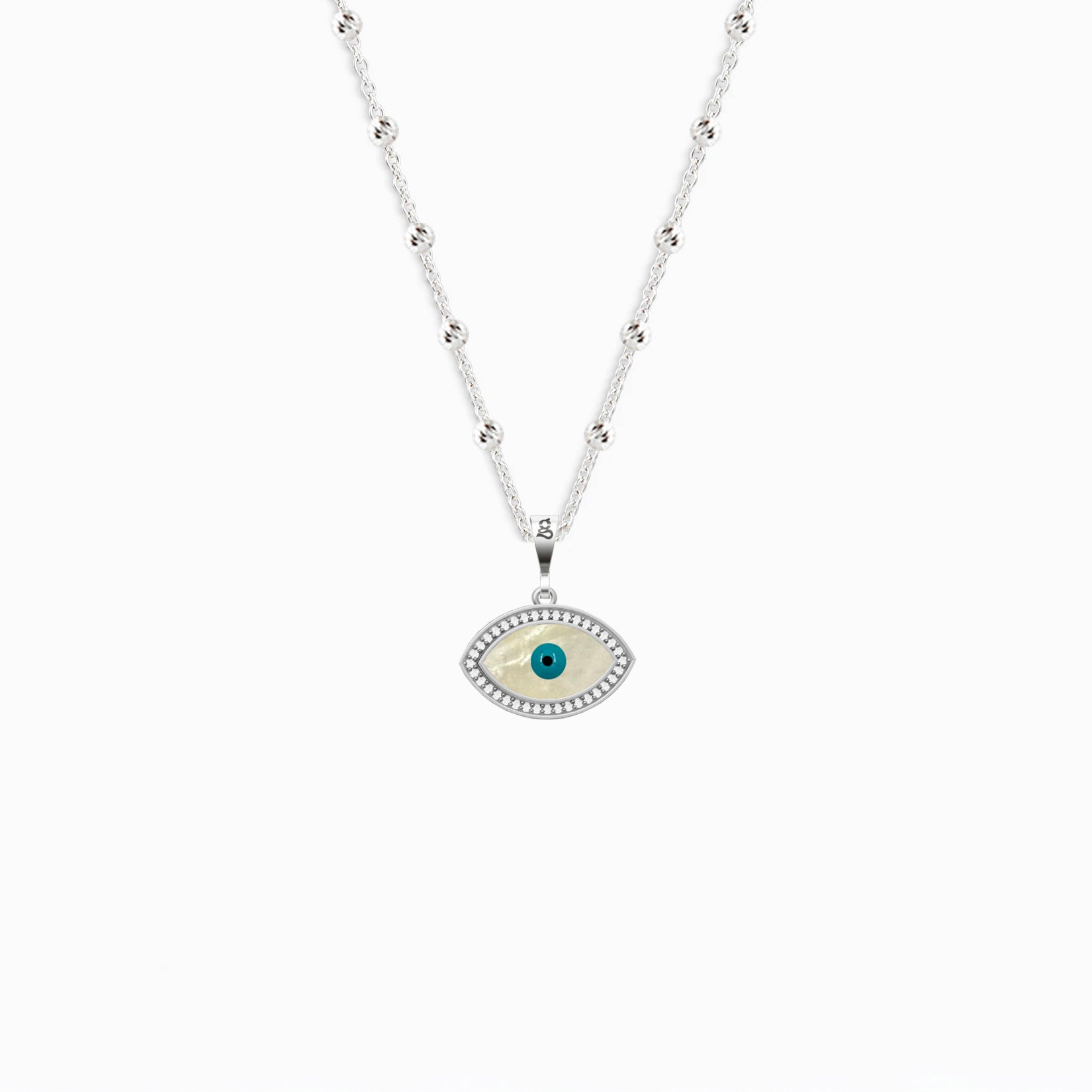 Marquise Mother-of-Pearl Eye Silver Necklace 