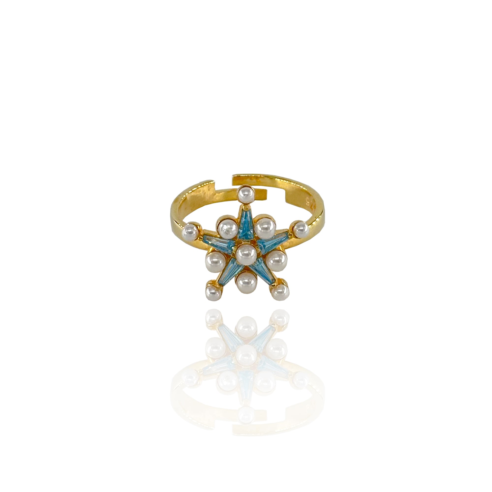 İnci Detaylı Zirkon Star Yüzük