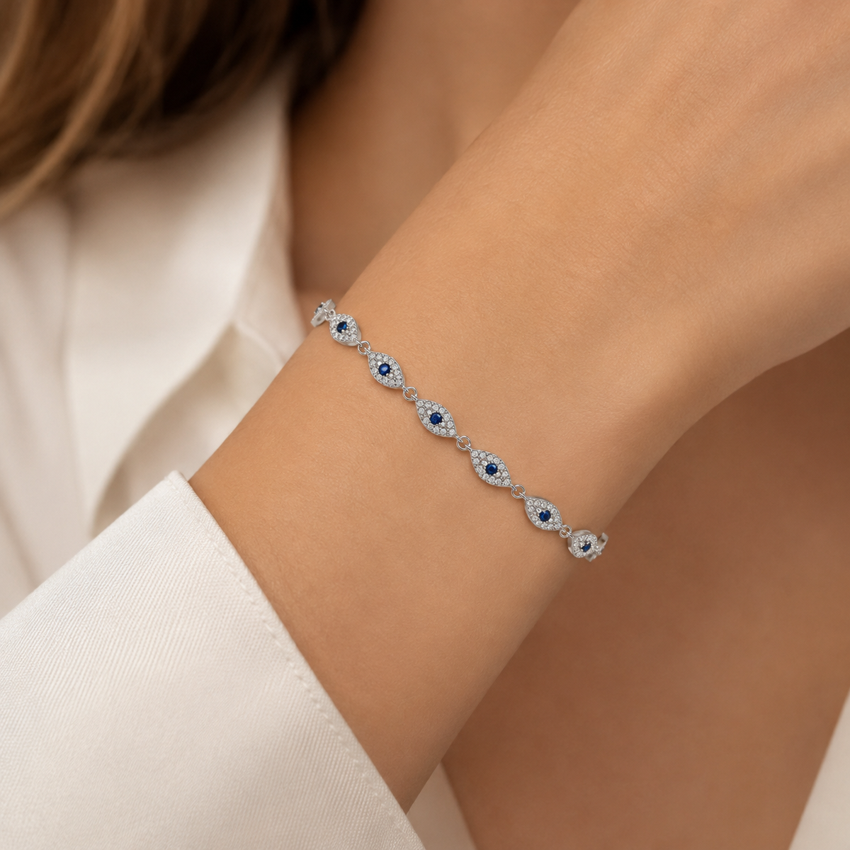 Marquise Eye Silver Bracelet 