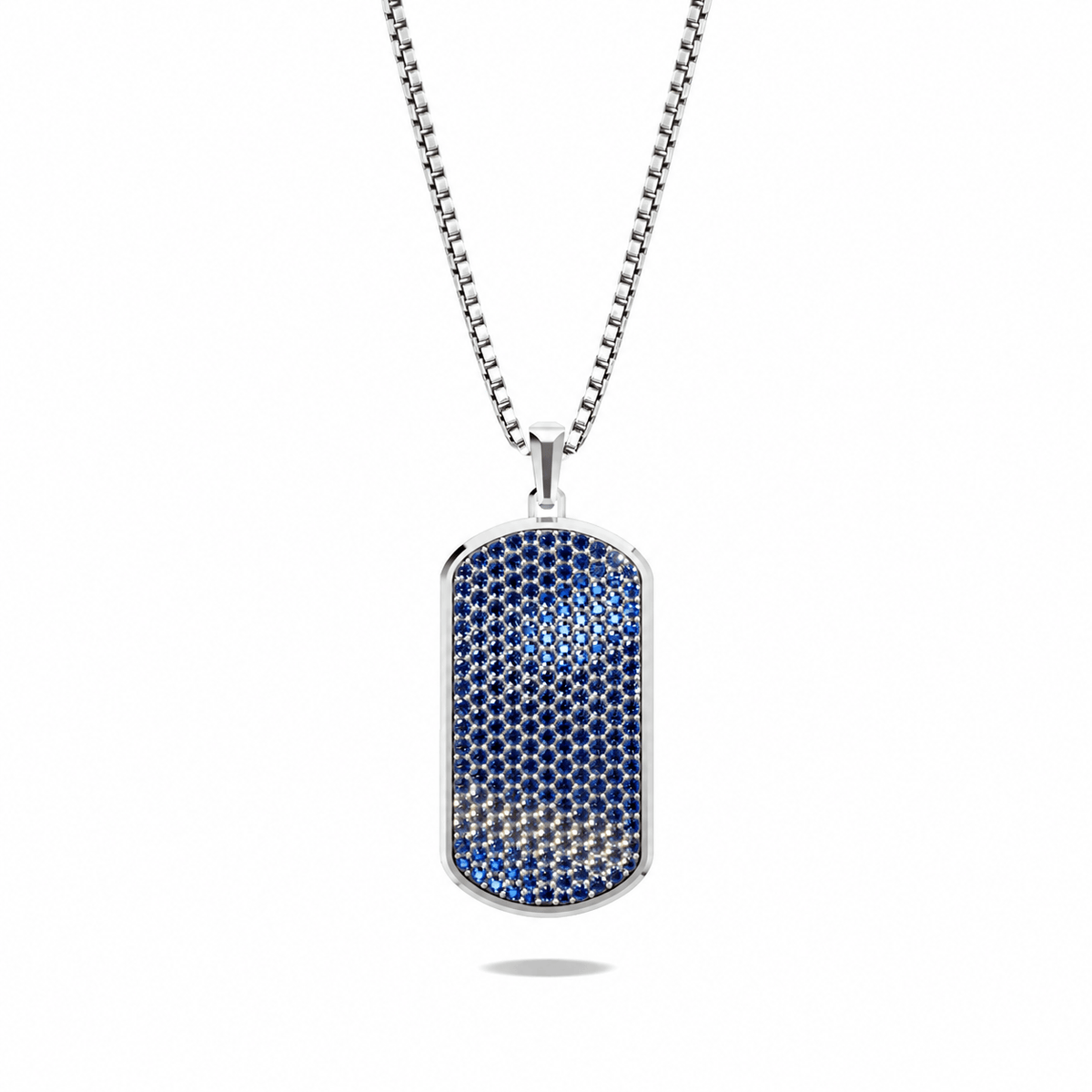Midnight Big Frame Pavé Tag Silver Necklace