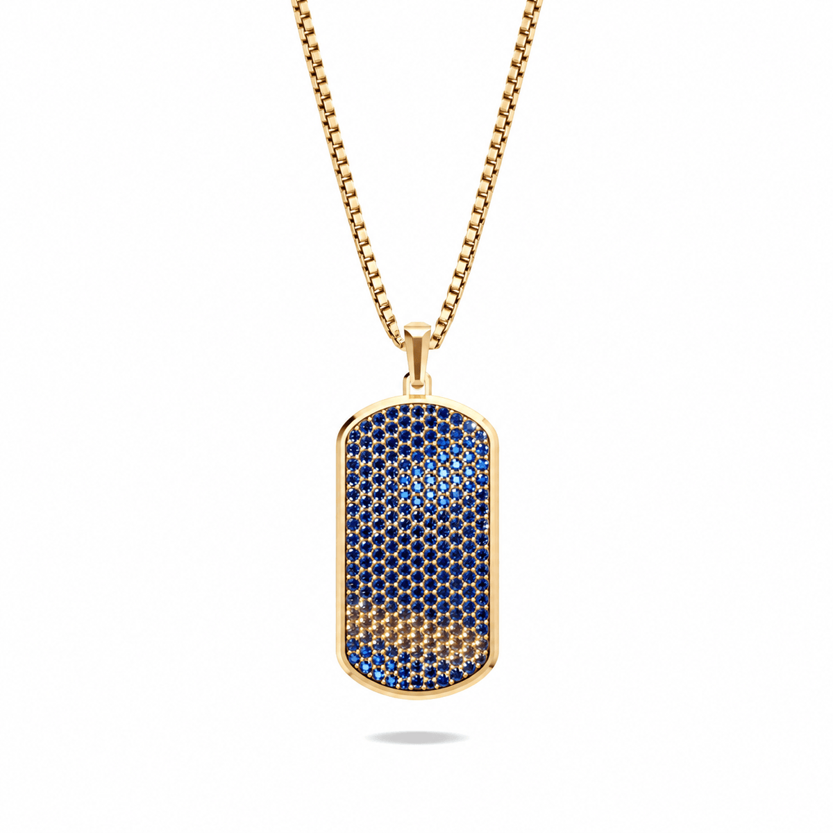 Midnight Big Frame Pavé Tag Silver Necklace