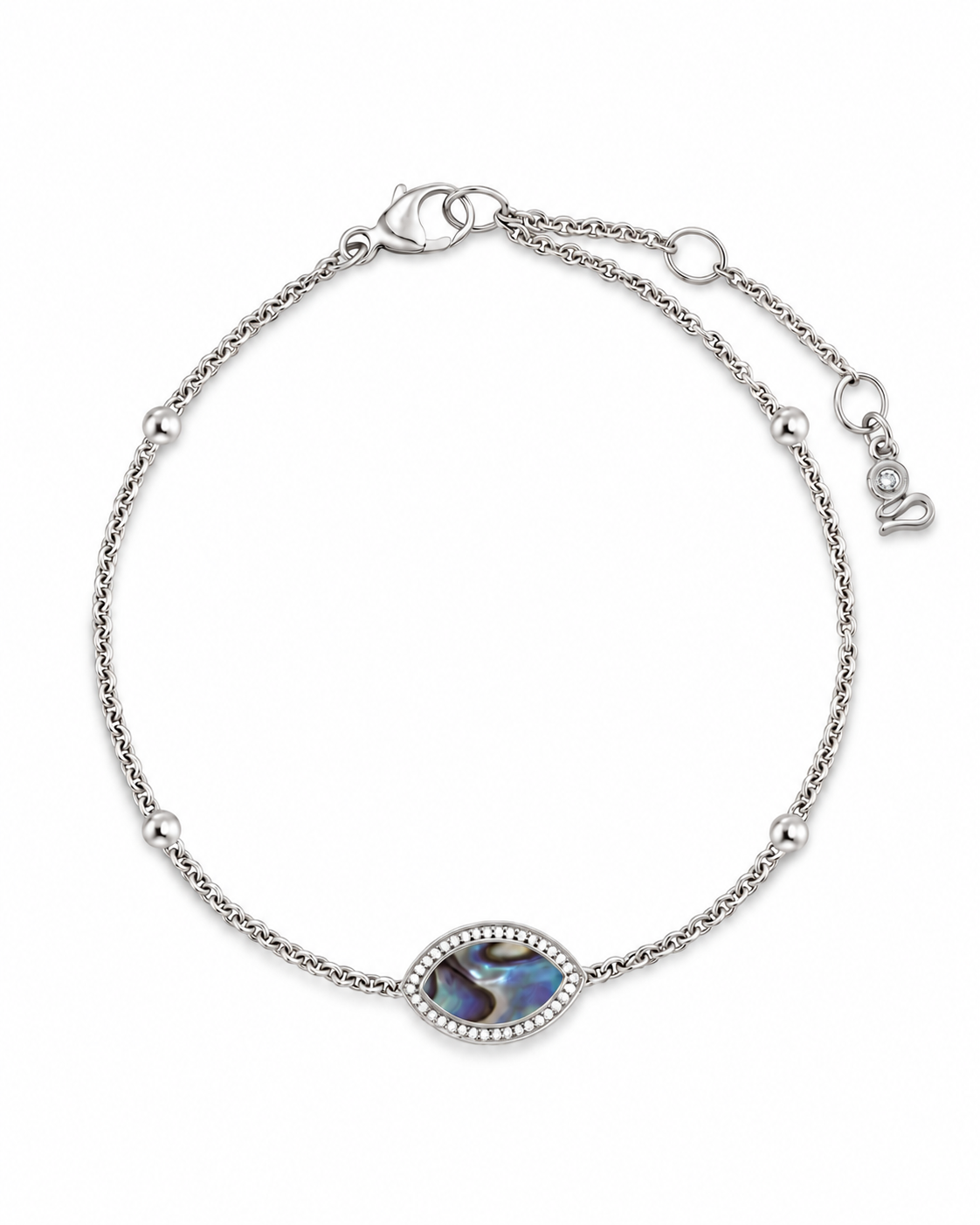 "Mini" Marquis Ocean Mother-of-Pearl Silver Bracelet