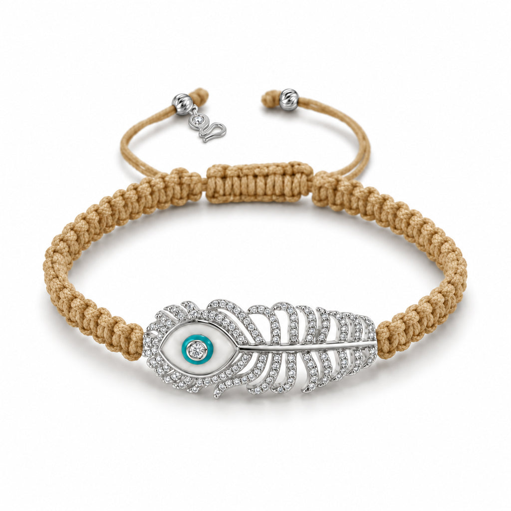 Feather Eye Macrame Bracelet 