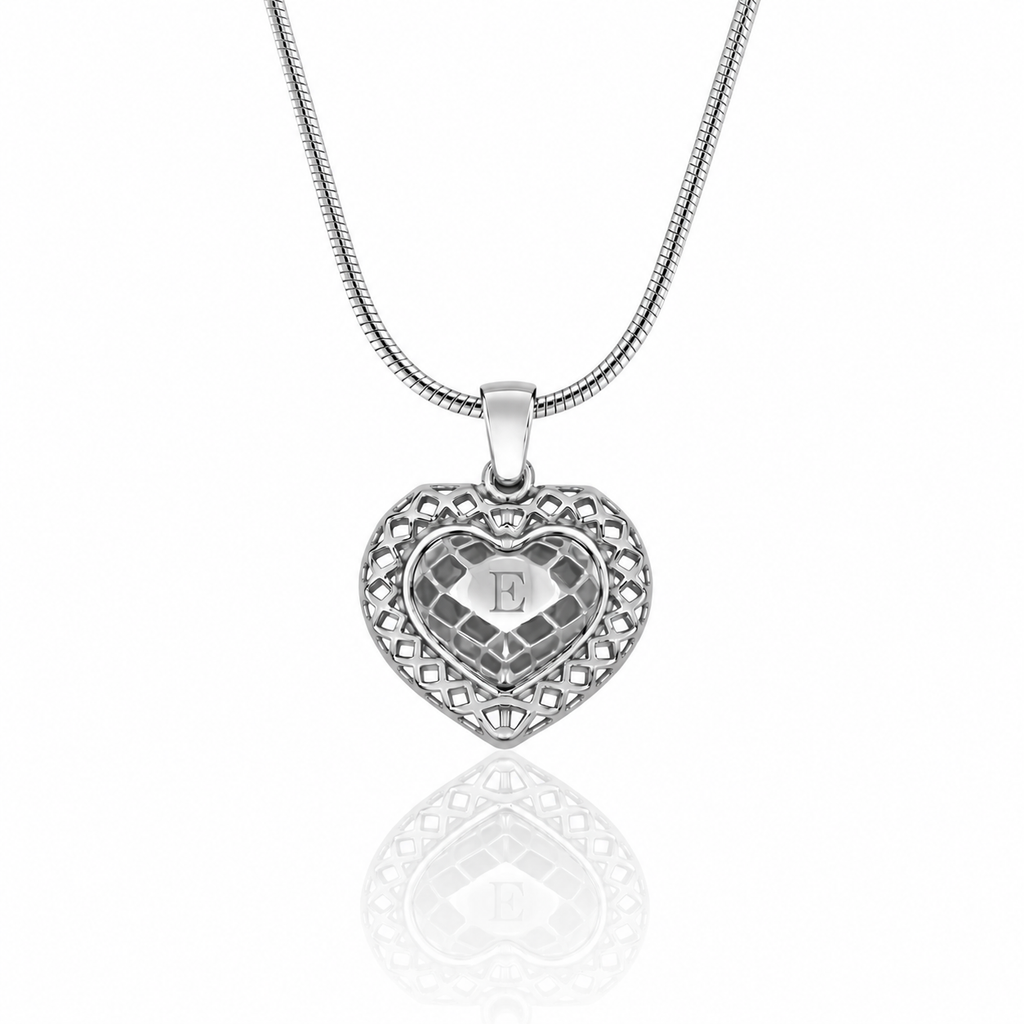 Heart Evil Eye Enamel Silver Necklace 