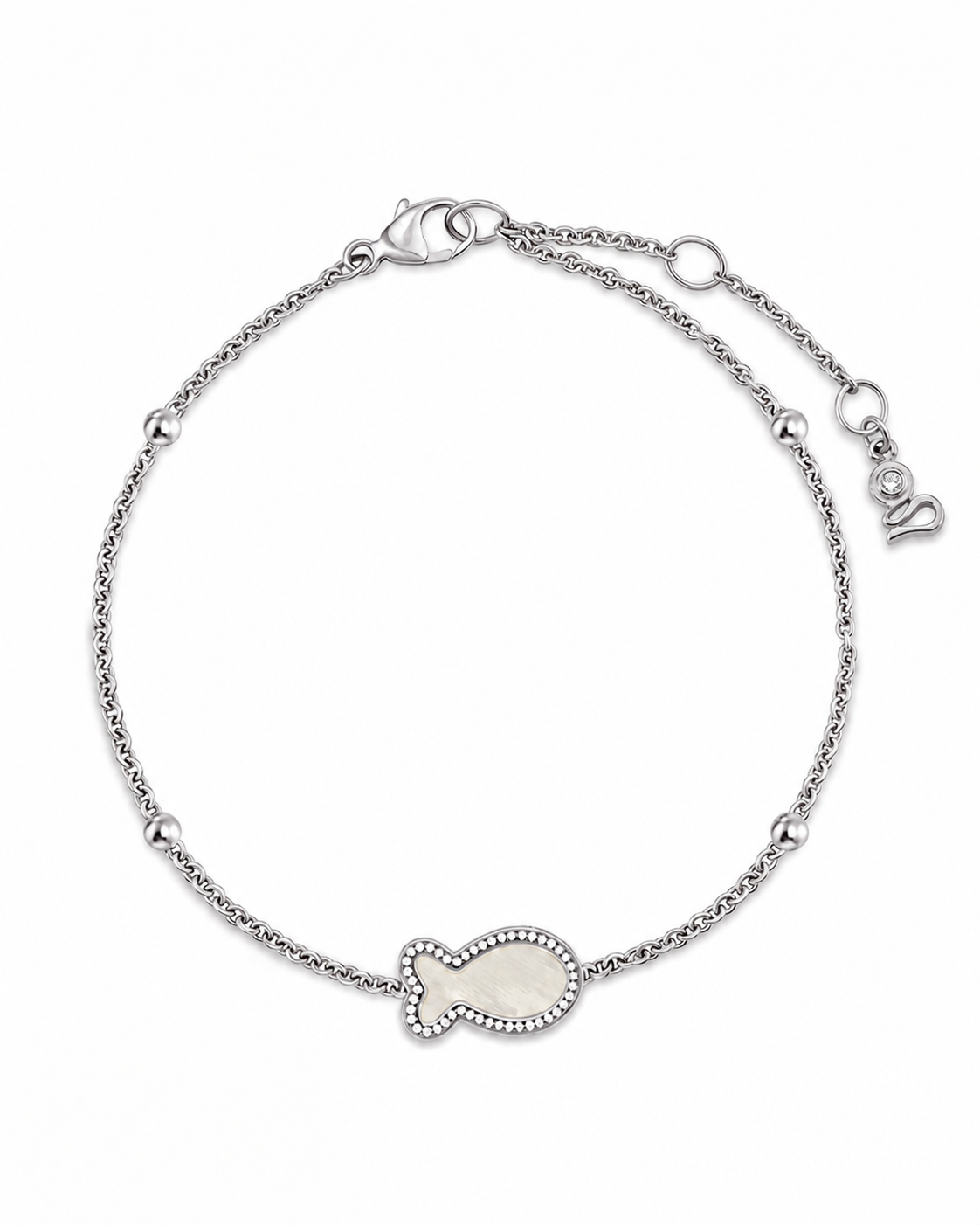 "Mini" Fish Mother-of-Pearl Silver Bracelet