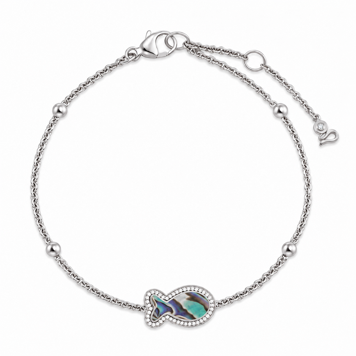 "Mini" Fish Ocean Pearl Silver Bracelet