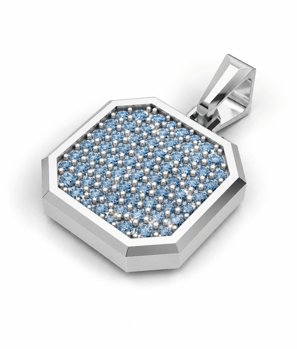Azure Square Frame Pavé Silver Necklace