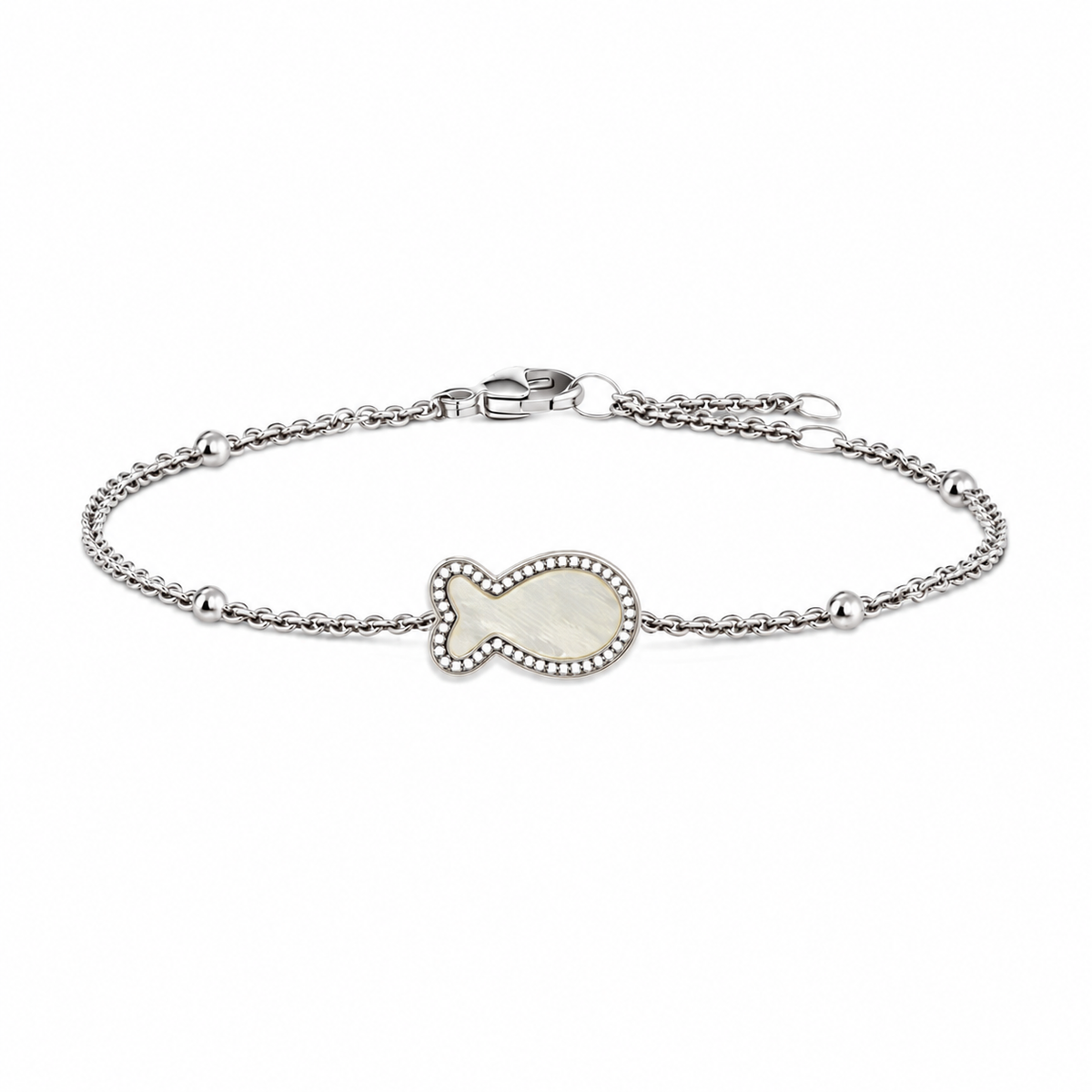 "Mini" Fish Mother-of-Pearl Silver Bracelet