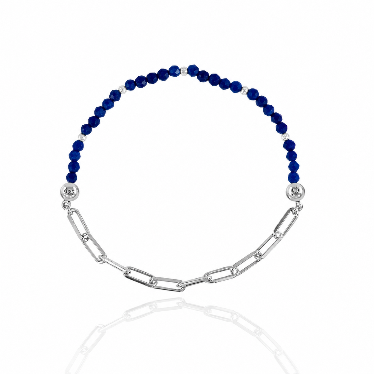 Lapis Lazuli &amp; Forse Art Silver Bracelet 