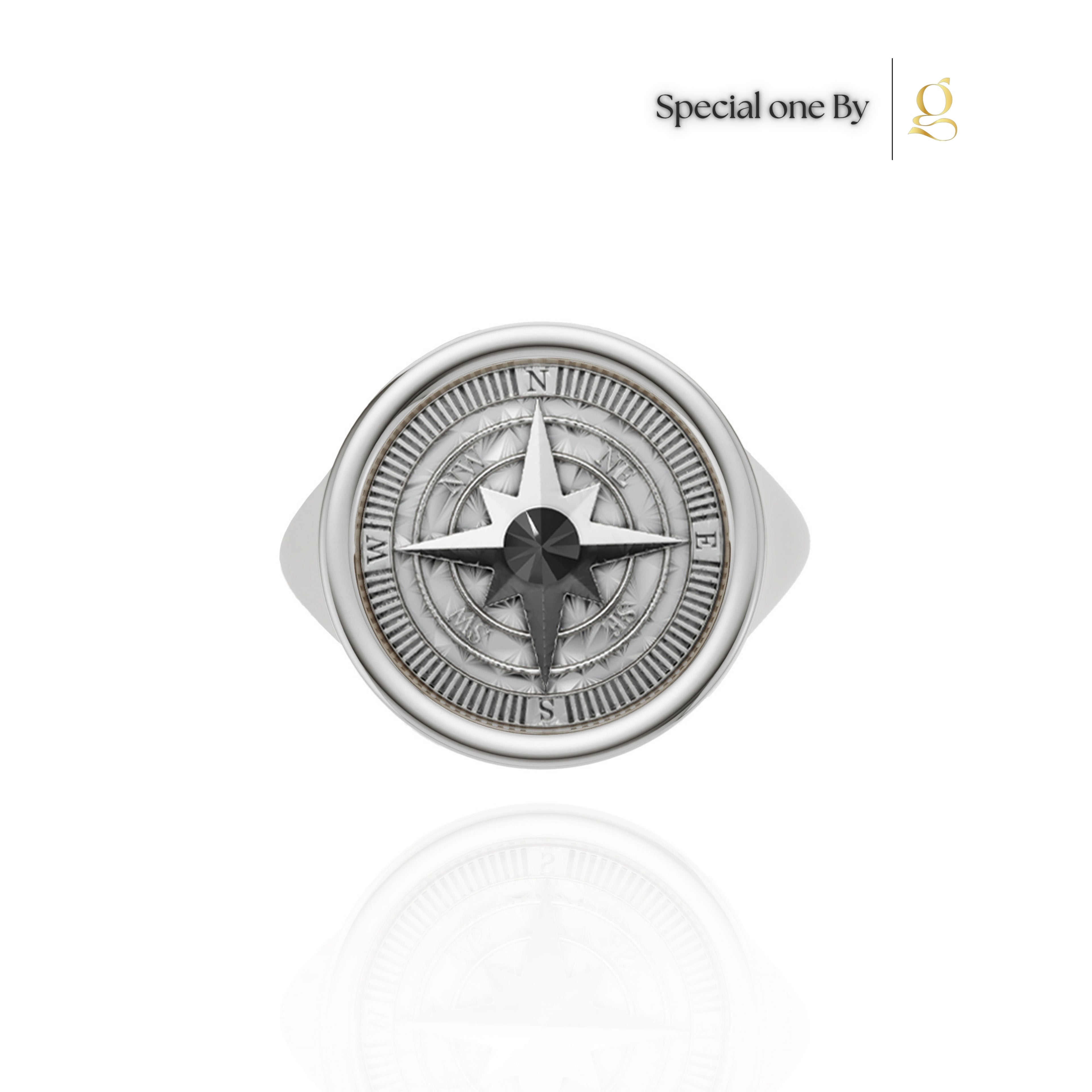 S26® 0.10 Carat Black Diamond Compass Ring