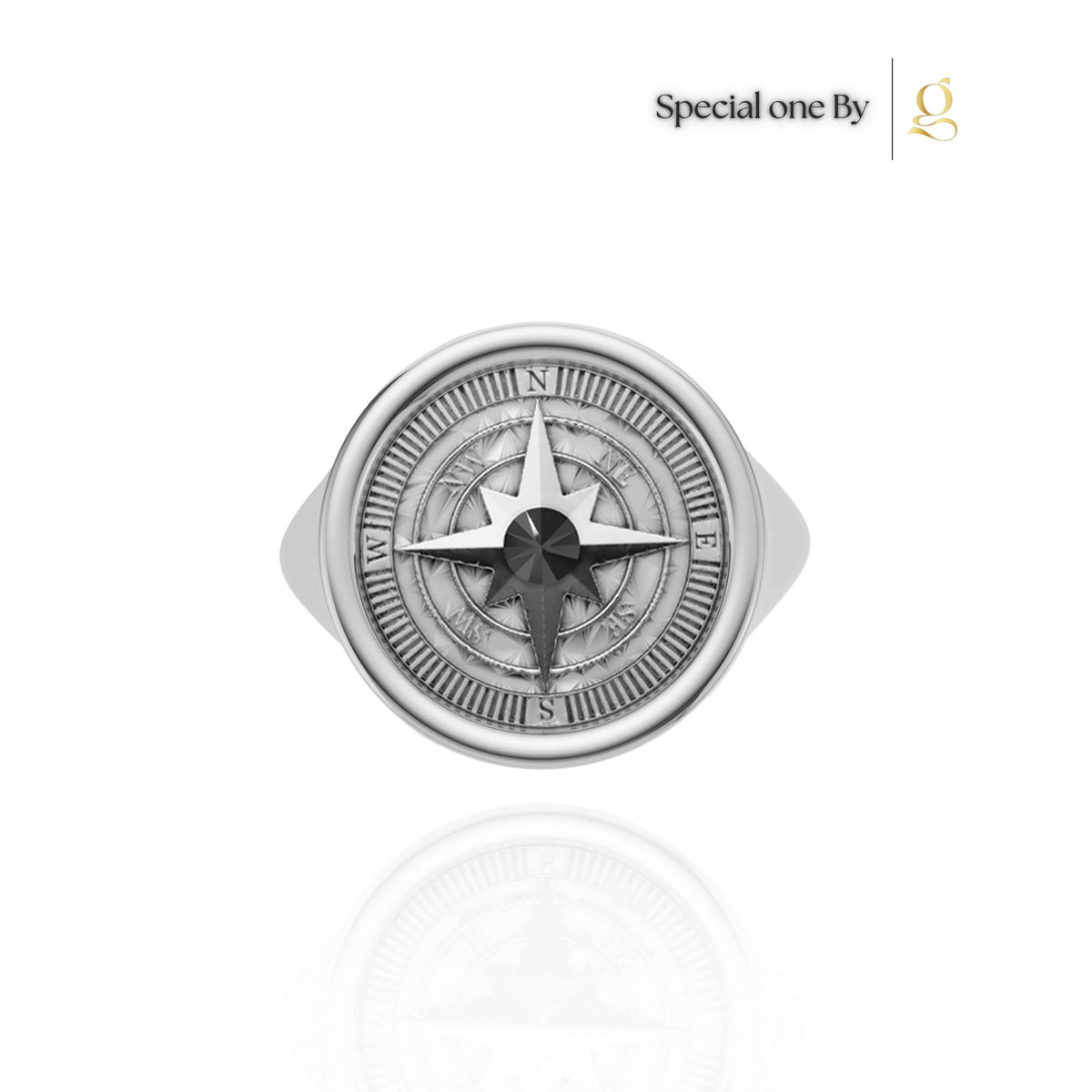S26® 0.10 Carat Black Diamond Compass Ring