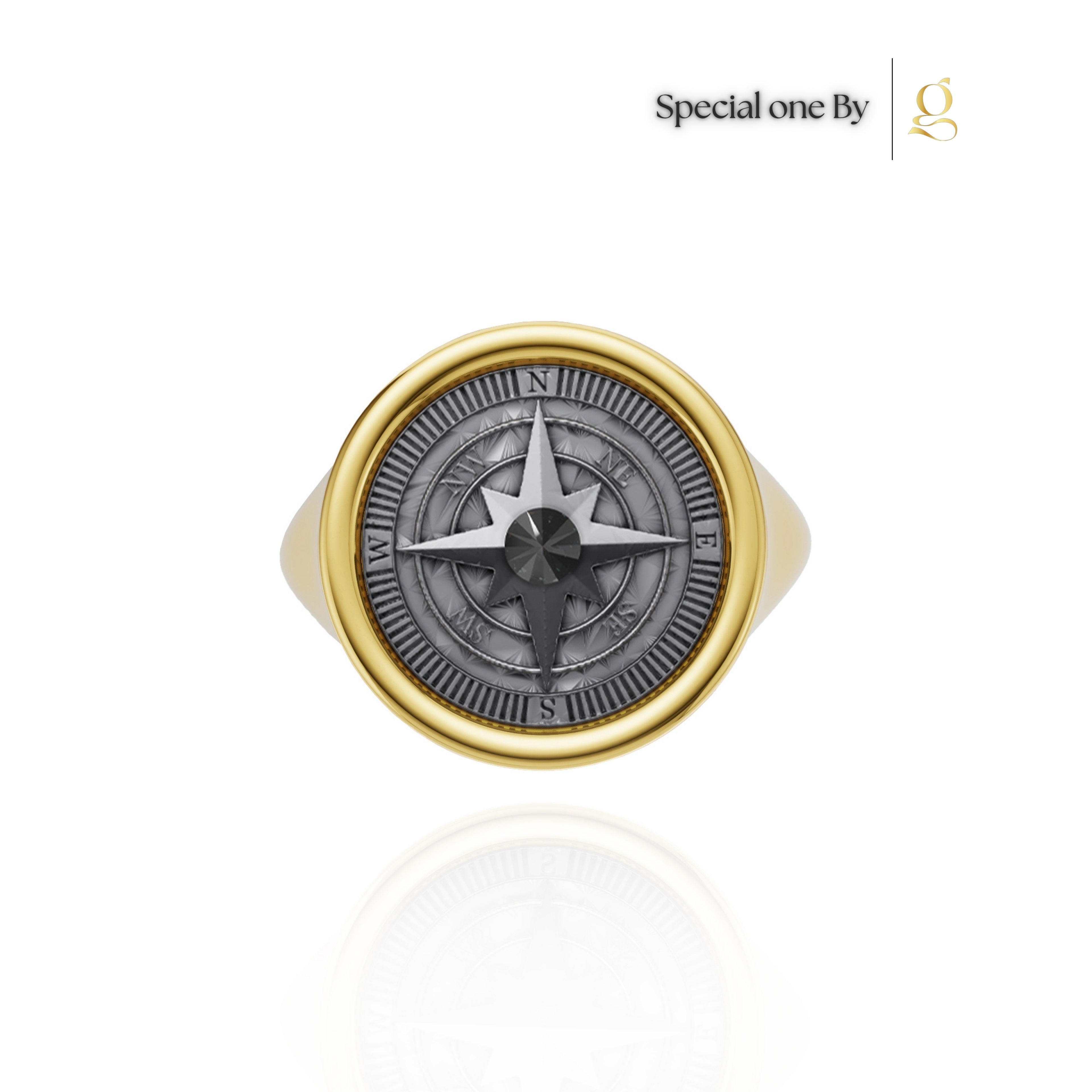 S26® 0.10 Carat Black Diamond Compass Ring