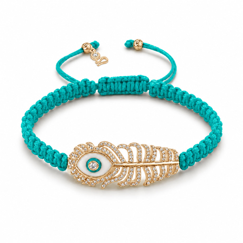 Feather Eye Macrame Bracelet 
