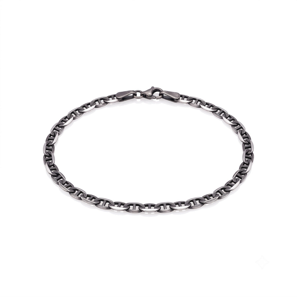 GJ Bar Chain Silver Bracelet 