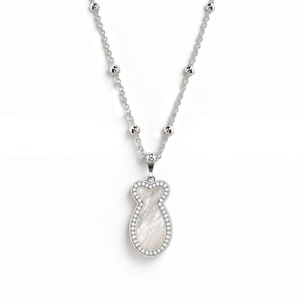 Fish Mother-of-Pearl Silver Necklace