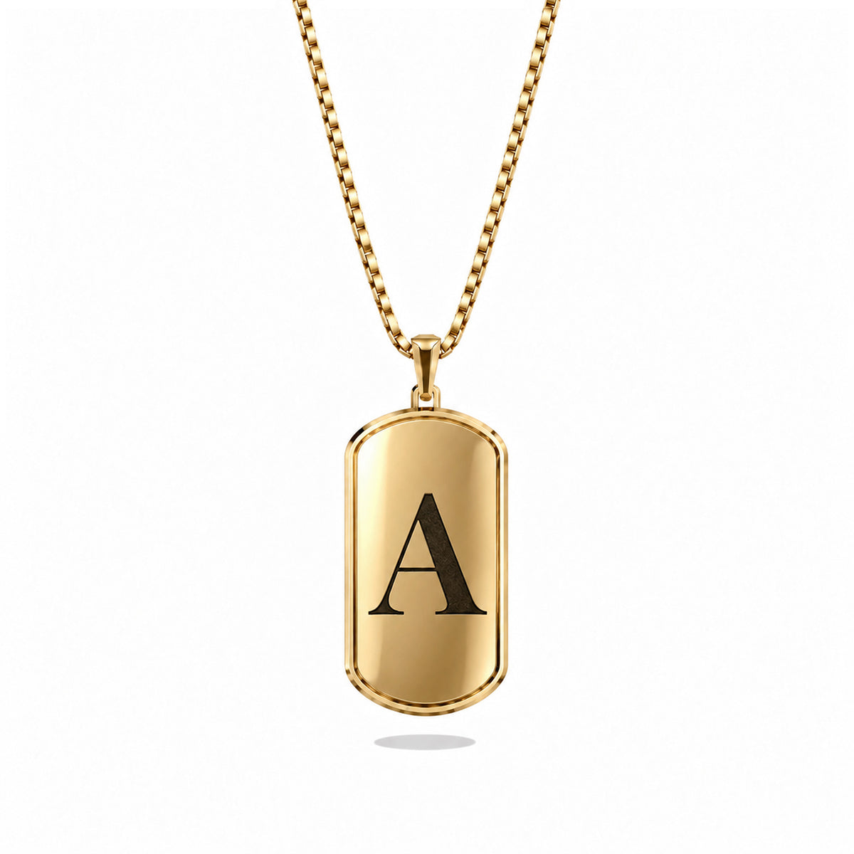 Initial Big Frame Two Tone Silver Necklace