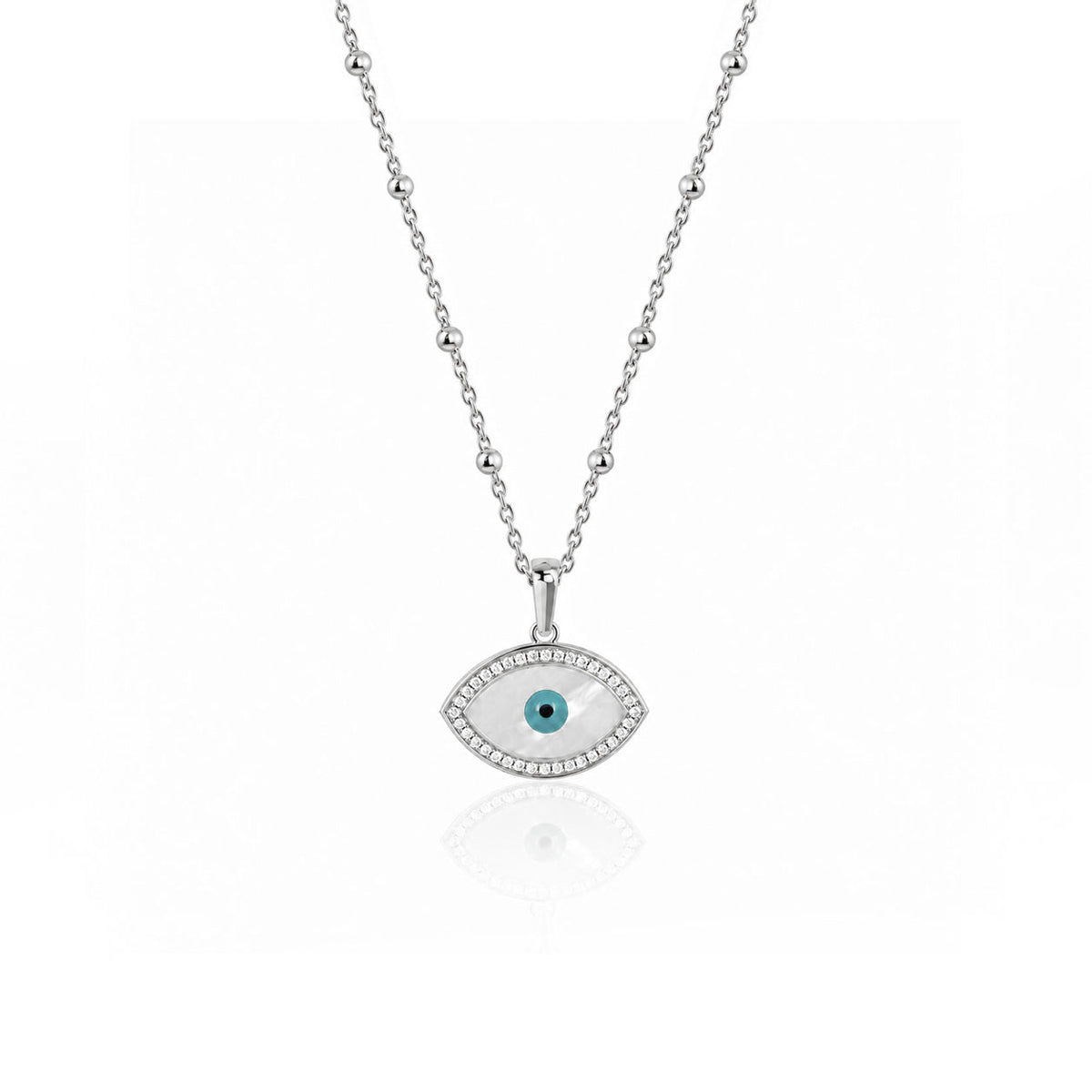 "Mini" Marquise Mother-of-Pearl Eye Silver Necklace