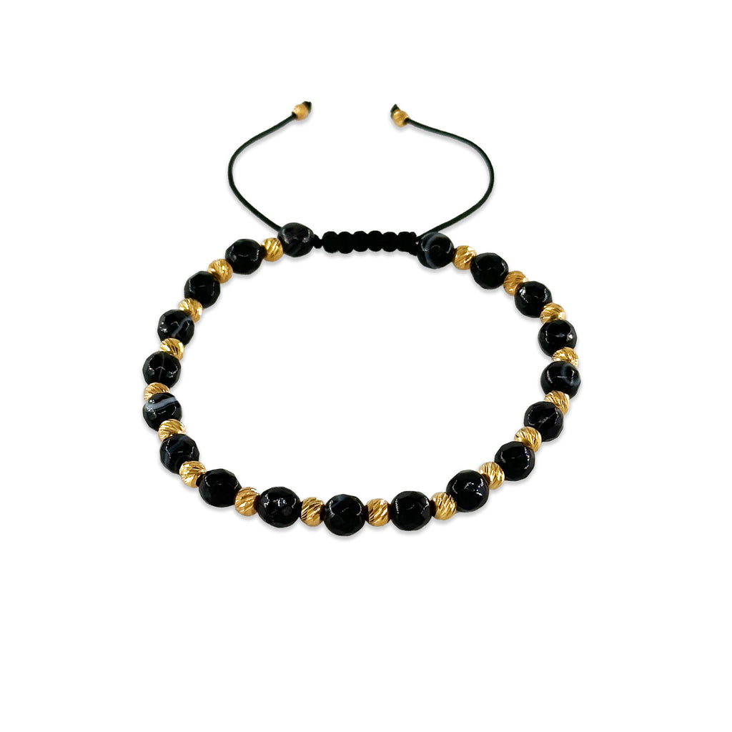 Agate Stone Macrame Silver Bracelet 