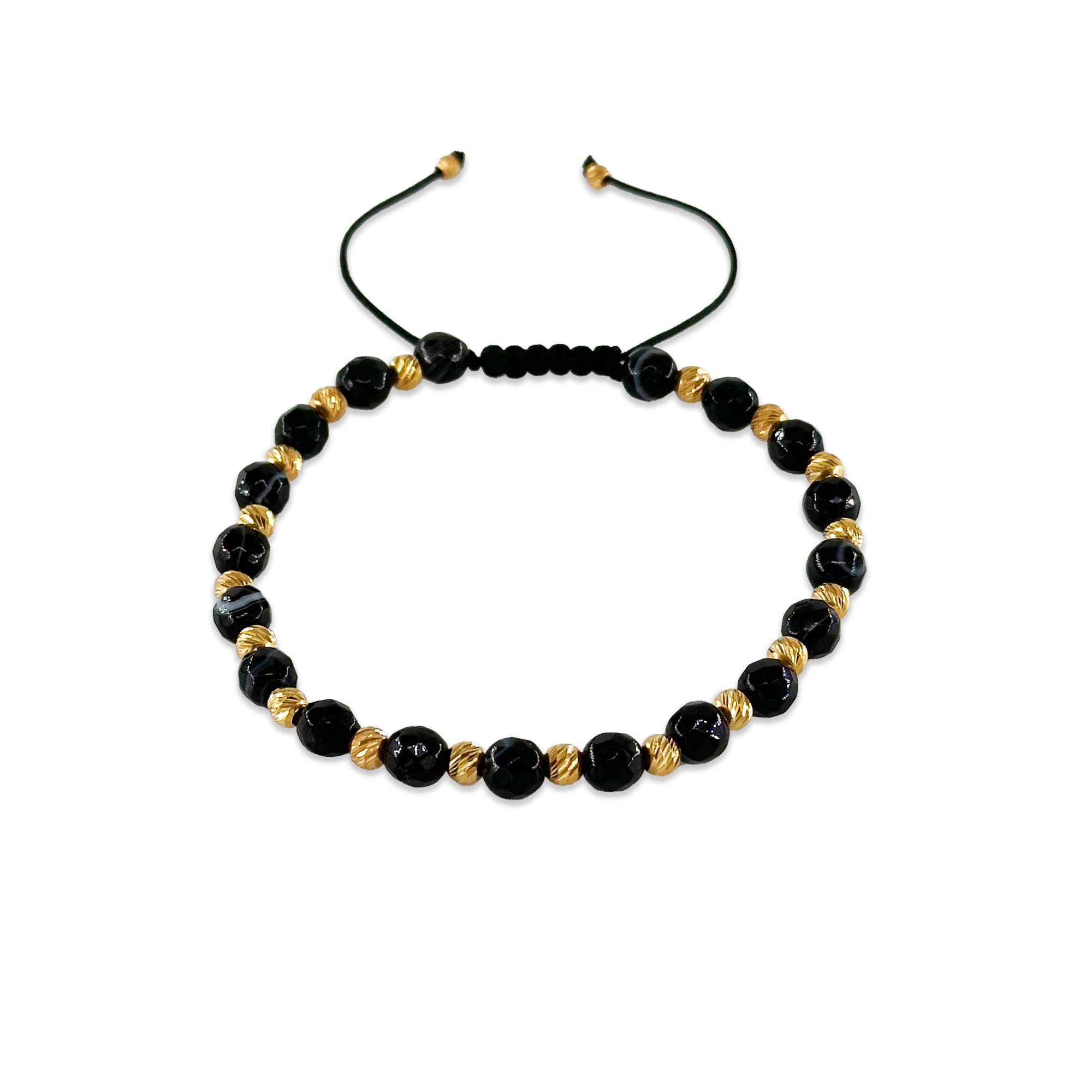Agate Stone Macrame Silver Bracelet 