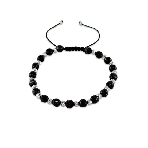 Akik Taşlı Makrome Altın Kaplama Gümüş Bileklik