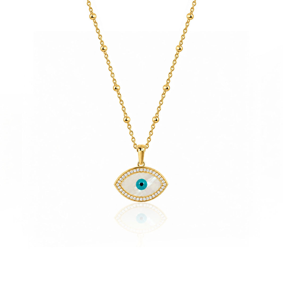 "Mini" Marquise Mother-of-Pearl Eye Silver Necklace