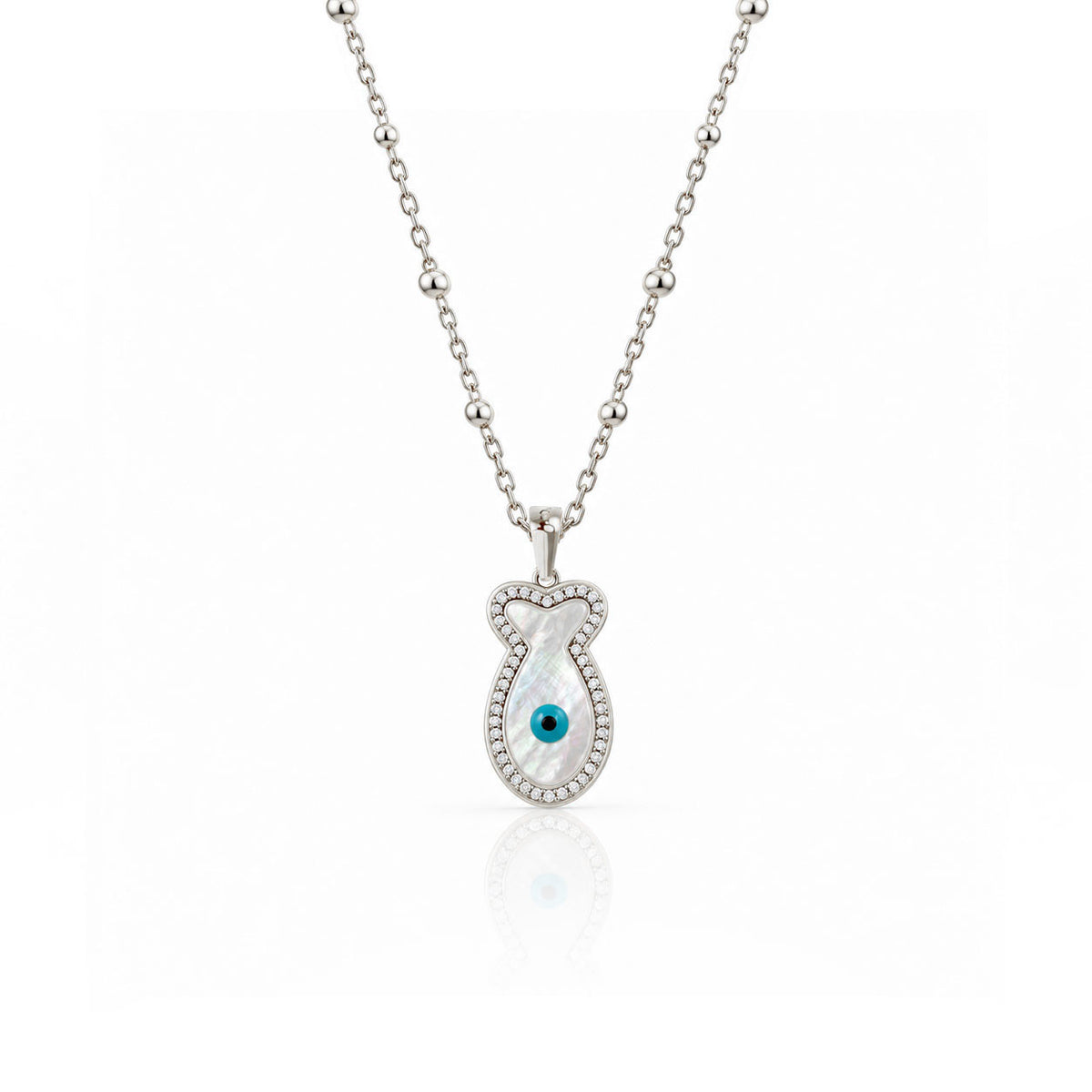 "Mini" Fish Mother-of-Pearl Eye Silver Necklace