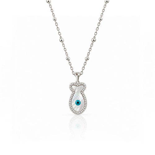 "Mini" Fish Mother-of-Pearl Eye Silver Necklace