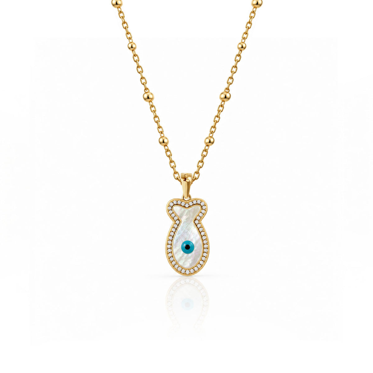 "Mini" Fish Mother-of-Pearl Eye Silver Necklace