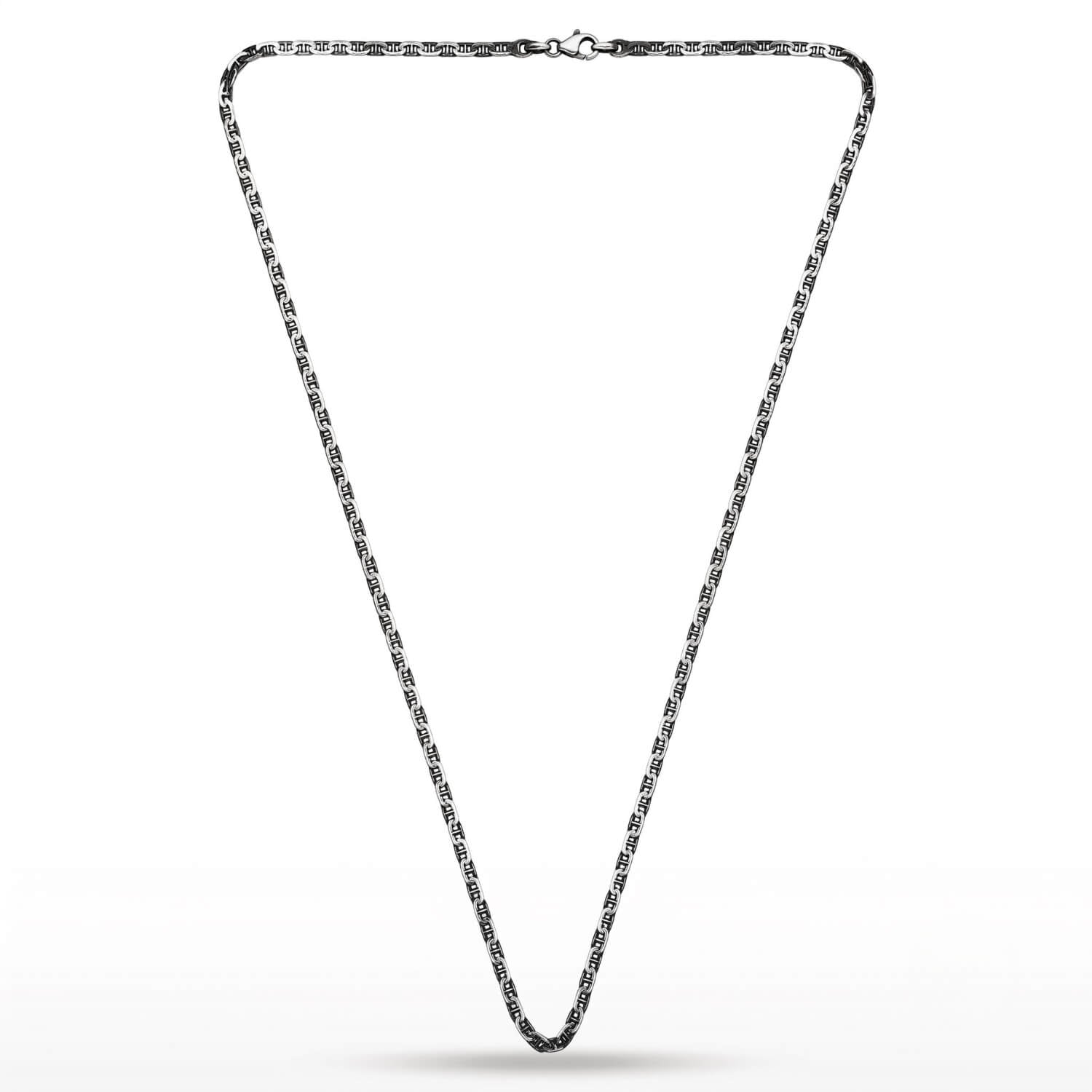 GJ King Chain Silver Bracelet with White Stones 