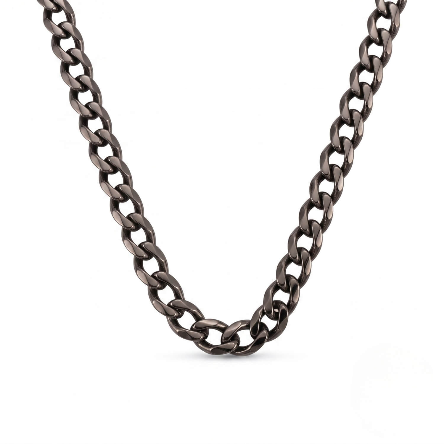 GJ Curb Chain Oksitli Gümüş Kolye