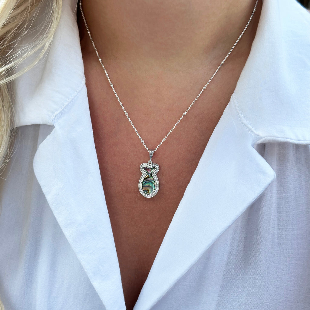 Fish Ocean Mother-of-Pearl Silver Necklace 