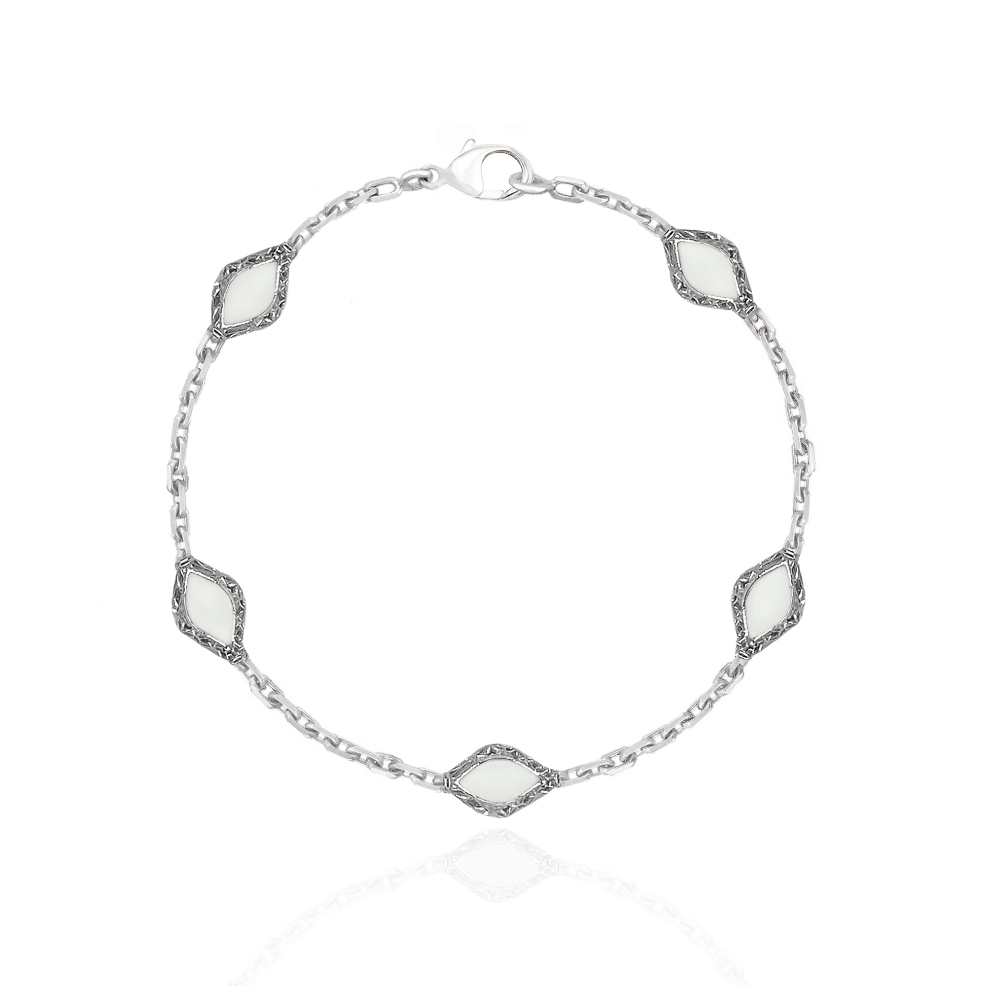 Marquise Blanc 5 Motif Gümüş Bileklik