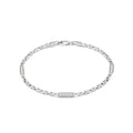 GJ King Chain Silver Bracelet with White Stones 