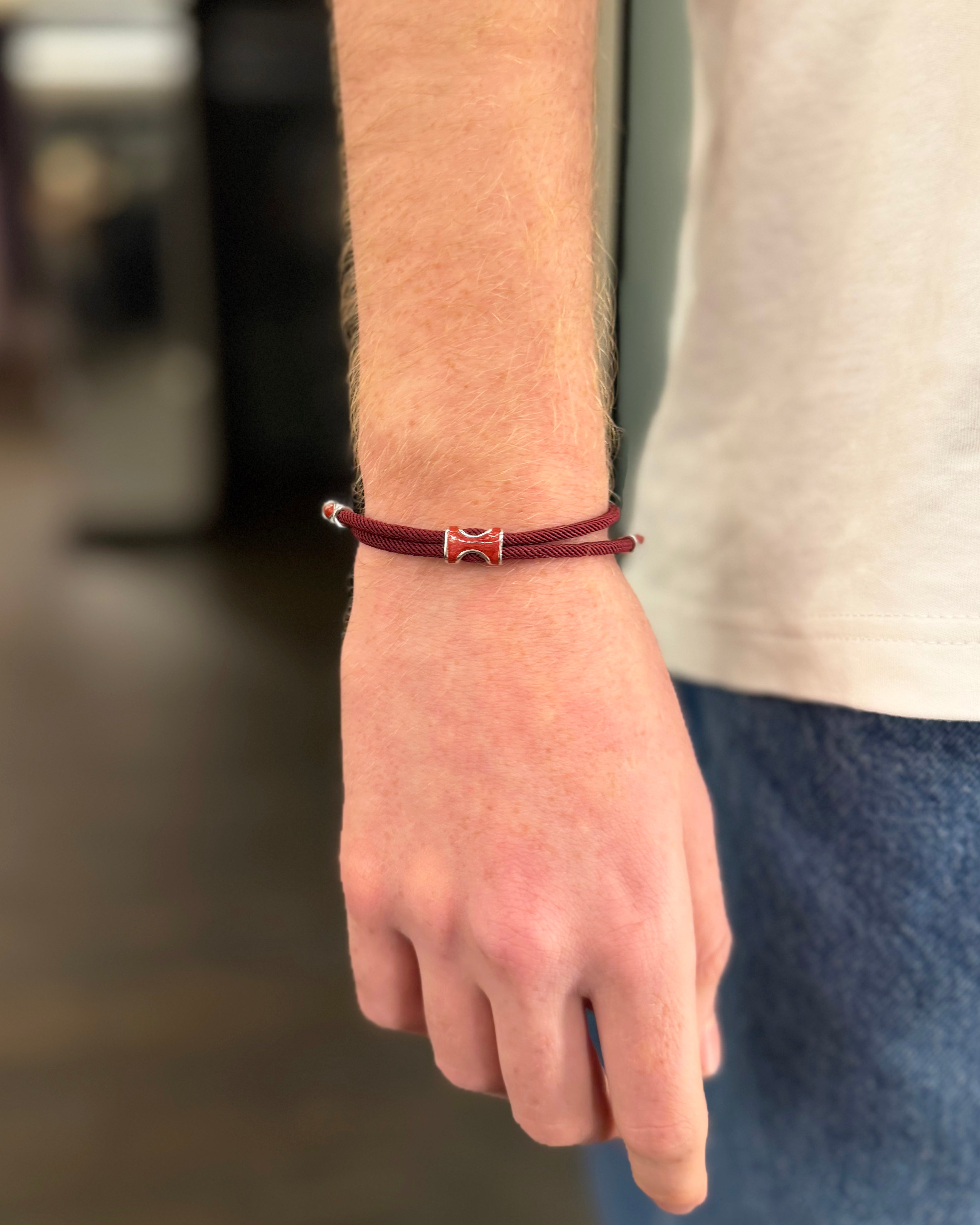 Gosi Gümüş Şans Bilekliği - Bordo