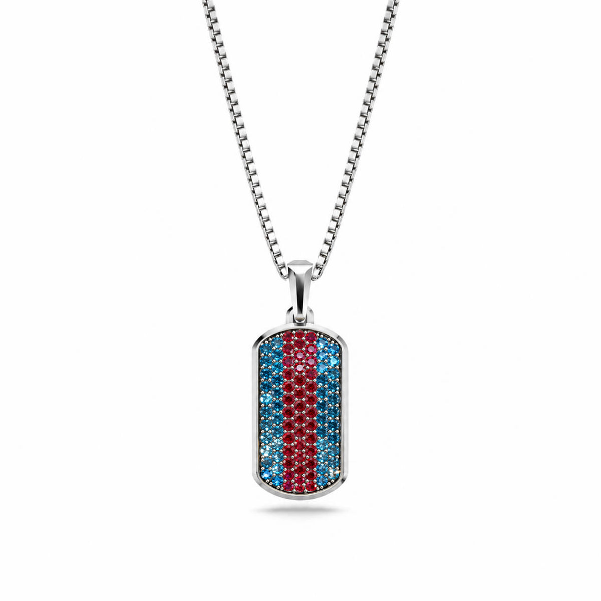 Moissanite Small Frame Pavé Tag Silver Necklace
