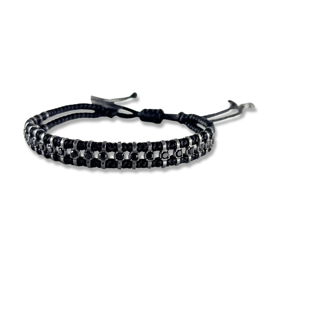 Handwoven Double Band Onyx Bracelet