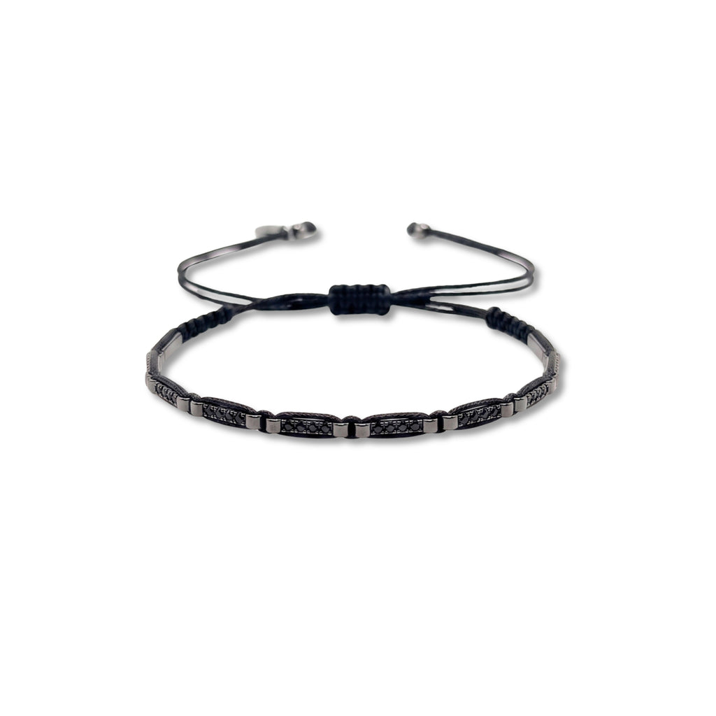 Onyx Bar Black Cord Bracelet