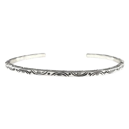 Silver Cuff Bracelet with Circular Motif