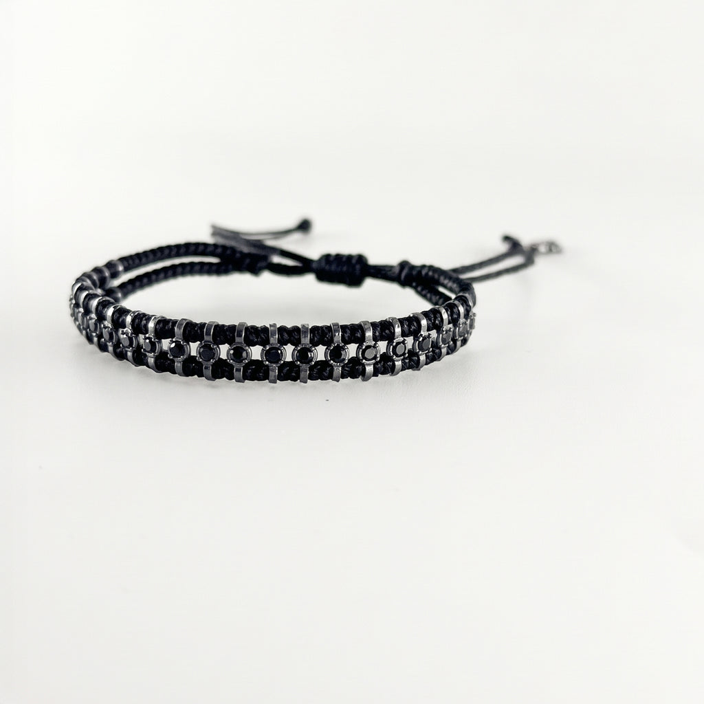 Handwoven Double Band Onyx Bracelet