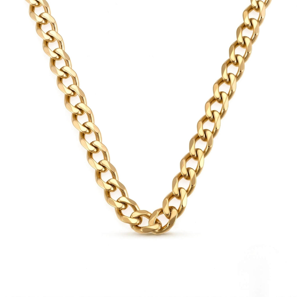 GJ Curb Chain Altın Kaplama Gümüş Kolye
