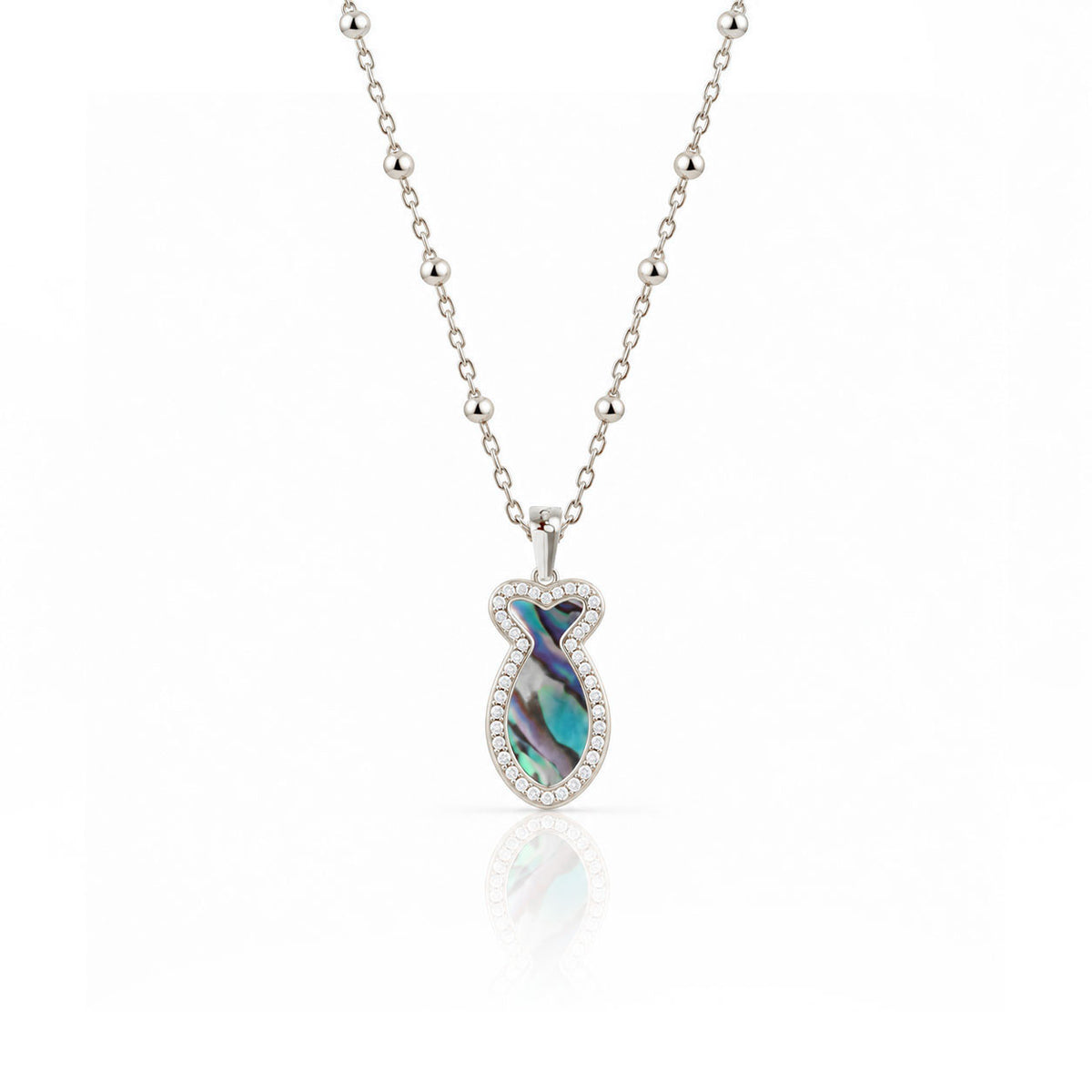 "Mini" Fish Ocean Pearl Silver Necklace
