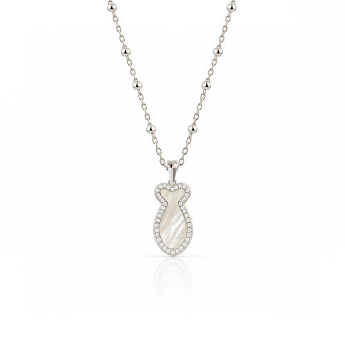 "Mini" Fish Mother of Pearl Silver Necklace