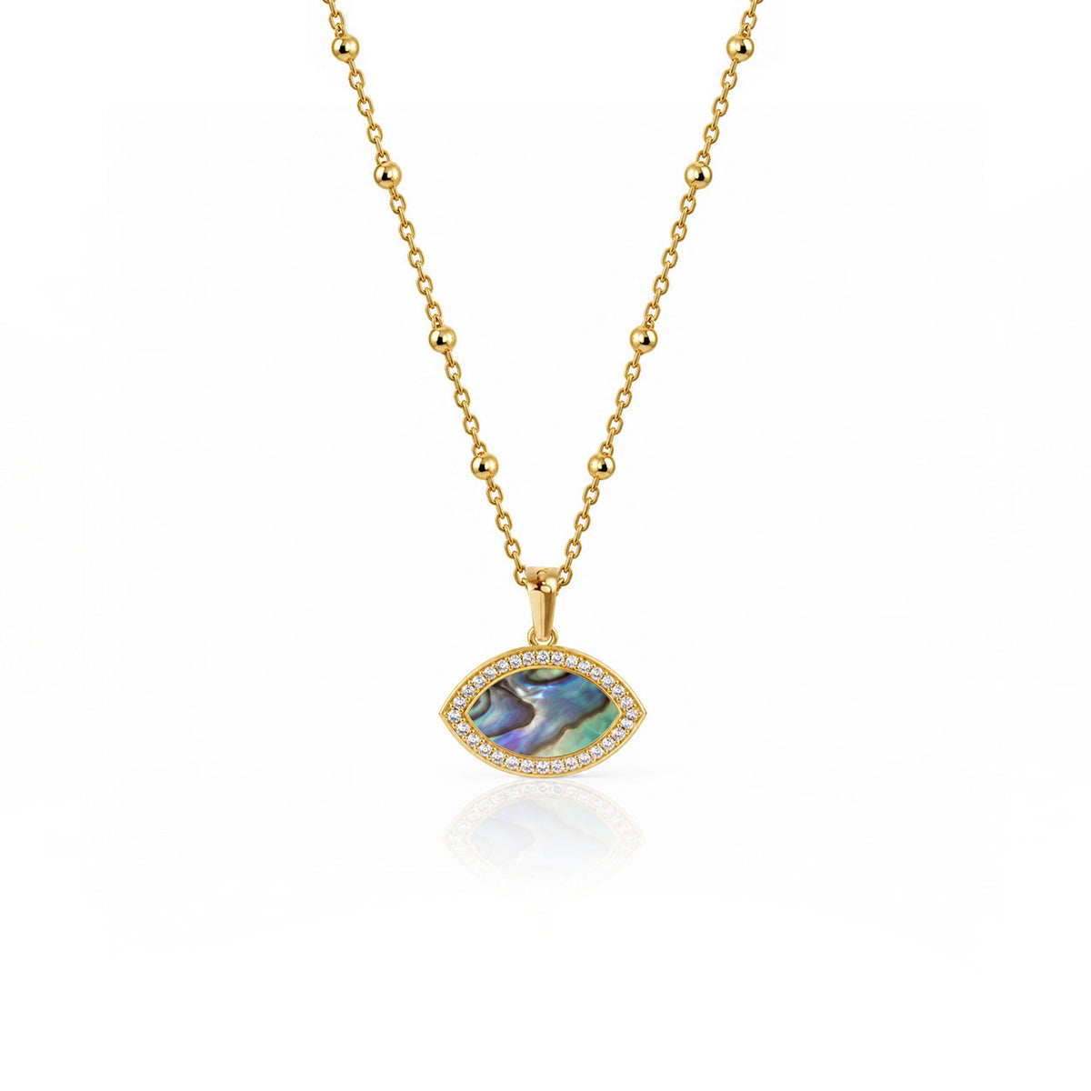 "Mini" Marquise Ocean Mother-of-Pearl Silver Necklace