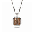 Cognac Square Frame Pavé Silver Necklace