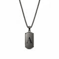 Initial Small Frame Black Rhodium Silver Necklace