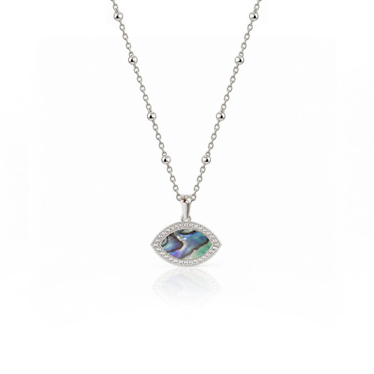 "Mini" Marquise Ocean Mother-of-Pearl Silver Necklace