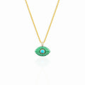 Green Pearl Eye Gold Plated Silver Necklace 